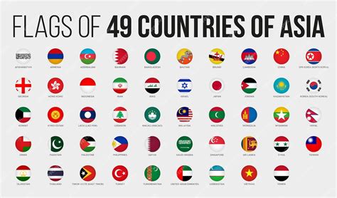 Banderas nacionales de países asiáticos en estilo de botón redondo con ...