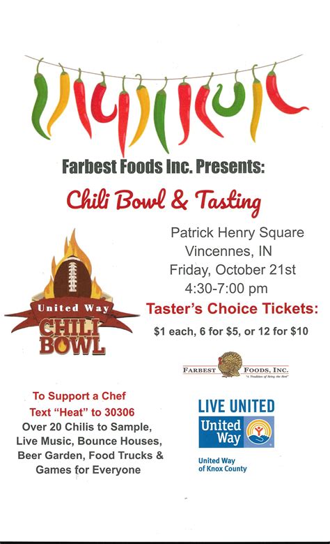 Chili Bowl & Tasting - Chili Cookoff - Vincennes/Knox County VTB