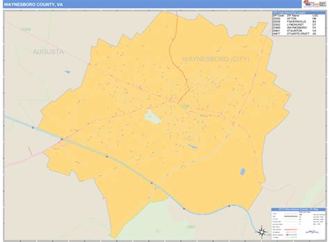 Waynesboro County, Virginia Zip Code Wall Map | Maps.com.com