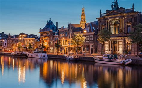 Haarlem, evening, boats, streets, Haarlem cityscape, Netherlands, HD wallpaper | Peakpx