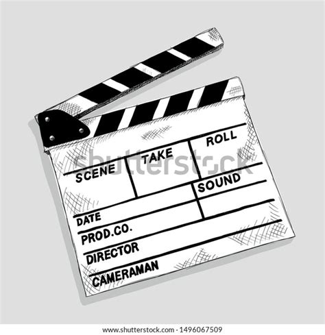 Movie Clapper Board Cinema Pencil Drawing Stock Vector (Royalty Free ...