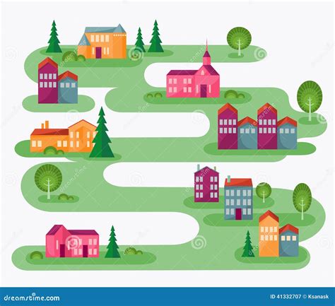 Small Town stock vector. Illustration of cityscape, cartography - 41332707