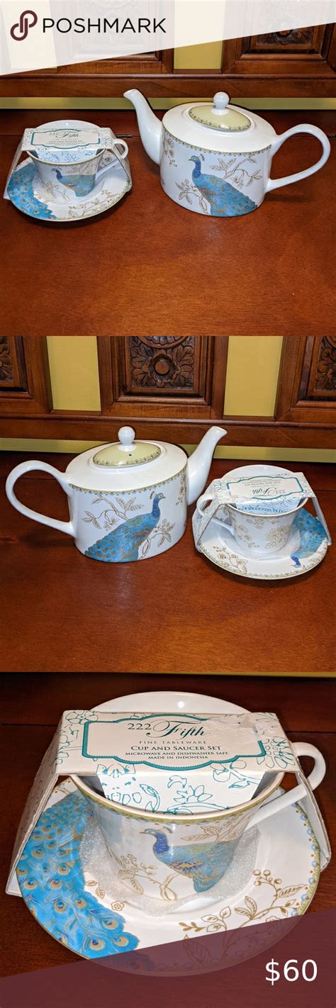 222 Fifth Peacock Garden Tea Set | Tea set, Tea pots, Serveware