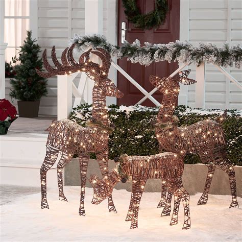 Holiday Time Light-up Outdoor 3-Piece Reindeer Family Decoration with Clear Lights - Walmart.com ...