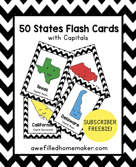 50 States And Capitals Flashcards Printable