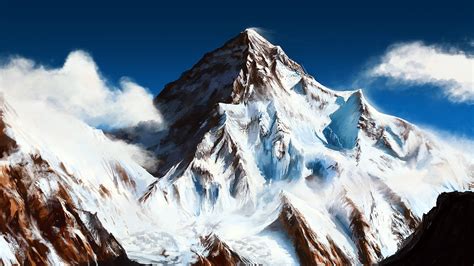 Icy mountain painting, mountains, snow, snowy peak HD wallpaper | Wallpaper Flare