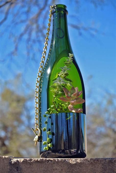 Wine Bottle Planter bottle only / Hanging Succulent Planter | Etsy | Wine bottle planter, Blue ...