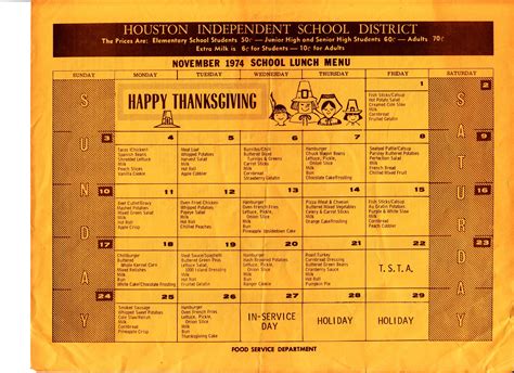 School lunch menu from 1974. Remember how the cafeteria used to smell ...