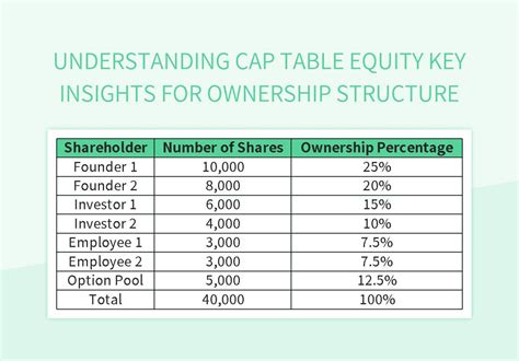 Understanding Cap Table Equity Key Insights For Ownership Structure Excel Template And Google ...