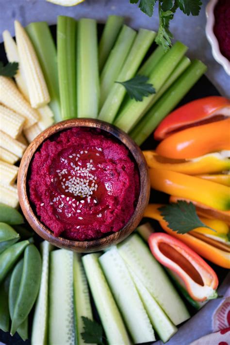 Beetroot Hummus and Crudites - aninas recipes