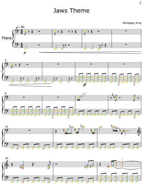 Jaws Theme - Sheet music for Piano