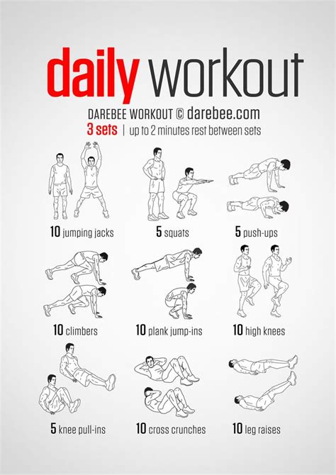 Easy Daily Workout | Easy daily workouts, No equipment workout, Weekly gym workouts