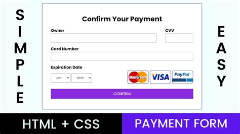 How To Make Simple Payment Page Using HTML & CSS | HTML CSS Tutorial ...