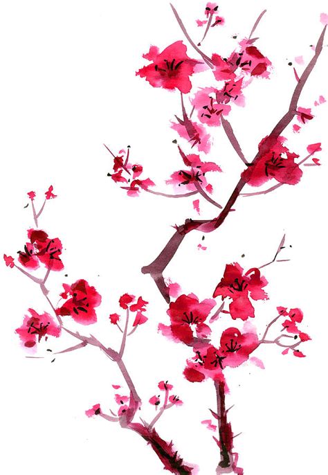 Plum Blossom Painting Digital Art by Kaligraf - Fine Art America