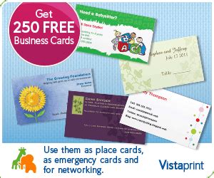 Vistaprint: FREE 250 Business Cards,Networking Cards,Emergency Cards & More