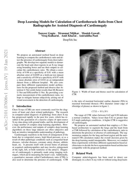 Deep Learning Models for Calculation of Cardiothoracic Ratio from Chest Radiographs for Assisted ...