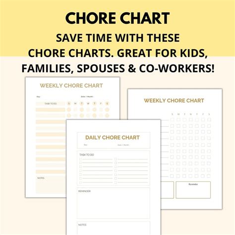 Chore Chart, Kids Chore Chart, Daily Chore Chart, Kid Printable Chore Chart, Weekly Family ...