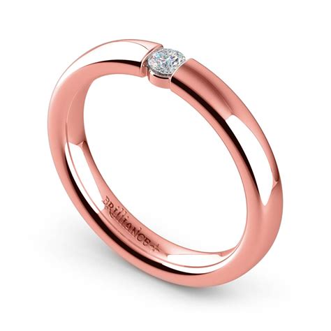 Domed Rose Gold Promise Ring with Round Diamond (3.25mm)