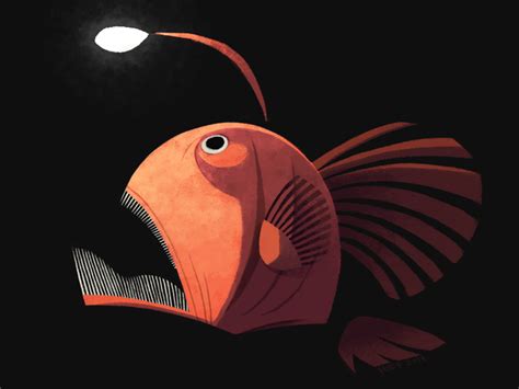 Lanternfish Art: Captivating Orange Fish Illustration