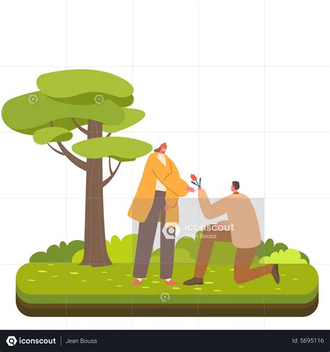 Boy proposing girl with flower Animated Illustration download in JSON ...