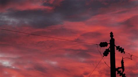 sunset silhouette power line and electric line 4k HD Wallpaper