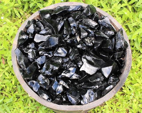 Rough Black Obsidian Natural Stones: Choose Ounces or lb Bulk Wholesale Lots (Premium Quality 'A ...