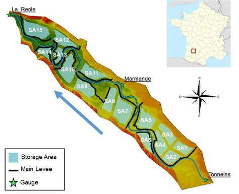 Map of the study area on the Garonne river including the location of... | Download Scientific ...