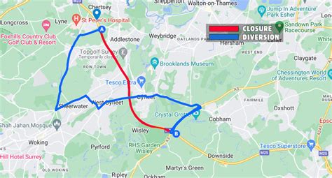 M25 closure map shows 11 mile diversion ahead of March roadworks