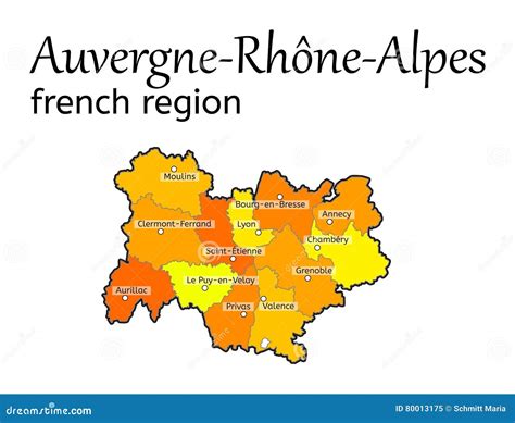 Auvergne-Rhone-Alpes French Region Map Stock Vector - Illustration of travel, geographic: 80013175