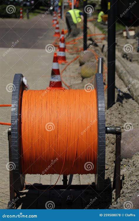 Installation of Optic Cables To Houses Stock Photo - Image of online ...