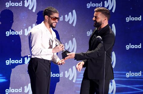 Bad Bunny Receives 2023 GLAAD Vanguard Award From Ricky Martin: Watch