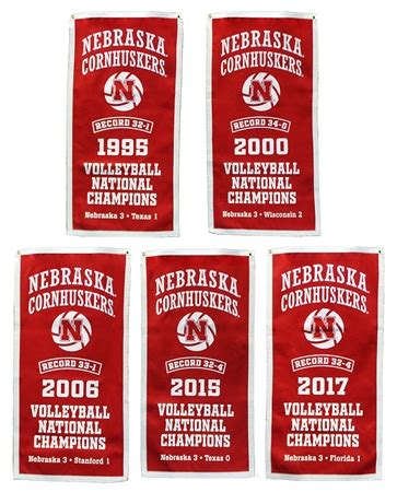 All 5 Nebraska Cornhusker Volleyball National Championship Banners ...