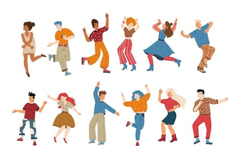 Free Vector | People listen music and dance characters on party