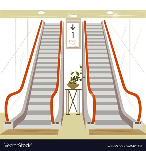 Shopping mall escalator Royalty Free Vector Image