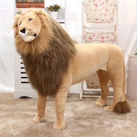 New Big Size 85cm Real Life Lion Stuffed Plush Toys Artificial animal Toy Doll Home Accessories ...