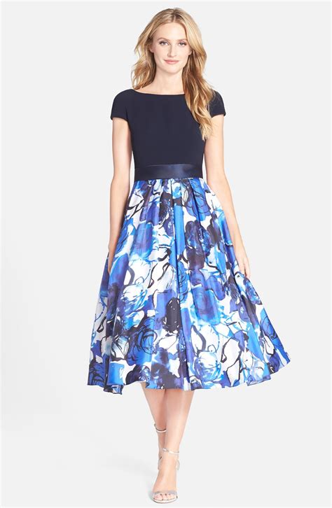 Theia Floral Print Fit & Flare Midi Dress | Nordstrom