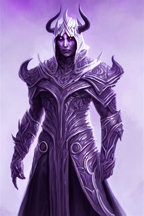 prompthunt: human male demon, full body white purple cloak, purple ...