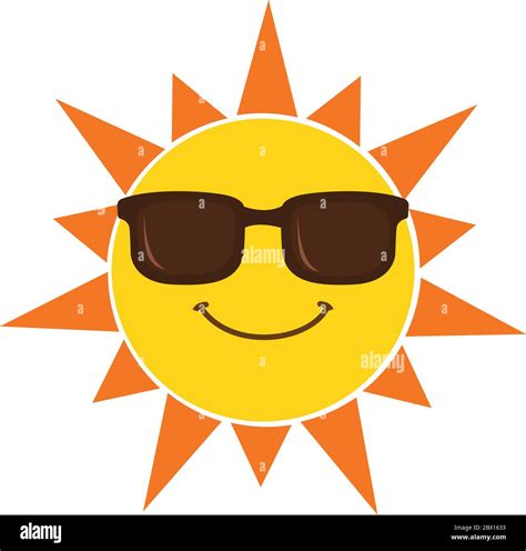 Sun with sunglasses cartoon vector illustration isolated on white ...