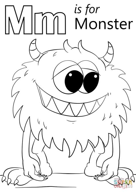 Letter M is for Monster coloring page | Free Printable Coloring Pages