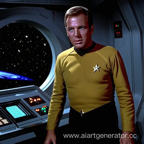 Captain Kirk Commanding Starship Enterprise on the Bridge | AI Art ...