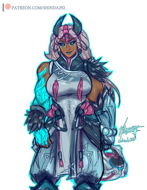 [OC Fan Art] Quick sketch I drew of the brand new Snow Moon Illaoi skin ...