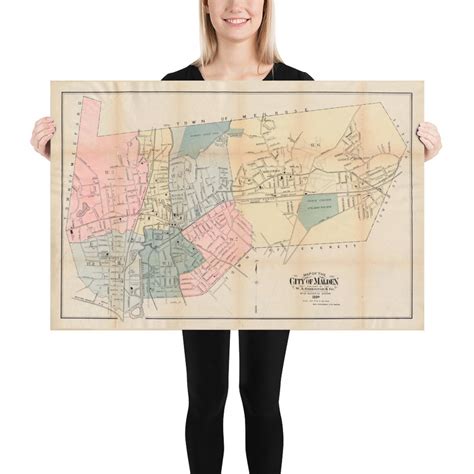 Old Malden MA Map 1890 Vintage Massachusetts City Atlas Poster - Etsy