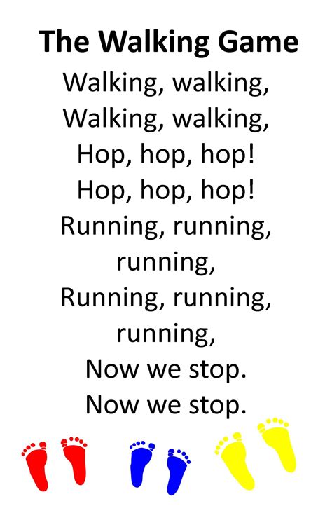 Itty Bitty Activity or Rhyme: The Walking Game, sung to the tune of ...