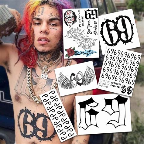 Buy 69 Rapper Tattoos | Life-Sized | Skin-Safe | Halloween Costume ...