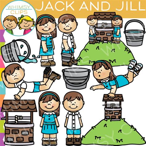 Jack and Jill Nursery Rhyme Clip Art , Images & Illustrations | Whimsy Clips