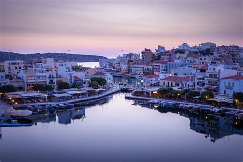 AGIOS NIKOLAOS, CRETE, GREECE - SEPTEMBER 8 2016: Lake Voulismeni With ...