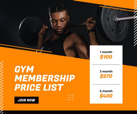 Price List of Gym Membership Online Facebook Post Template - VistaCreate