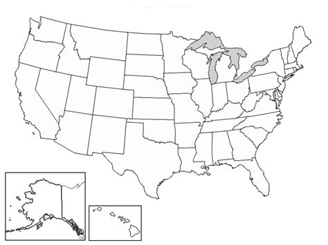 Map Of United States Without State Names Printable