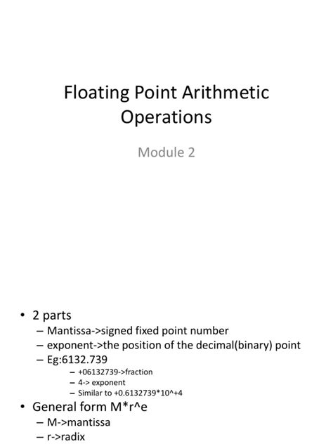 Floating Point Arithmetic Operations | PDF | Arithmetic | Subtraction