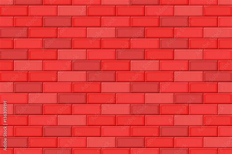 Cartoon hand drown red realistic seamless brick wall texture. Vector ...